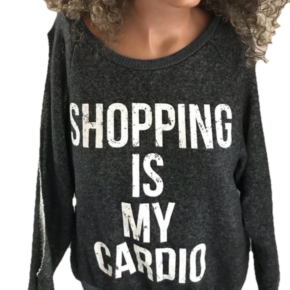 SHOPPING is my CARDIO Split SLEEVE SWEATSHIRT M - Picture 9 of 16